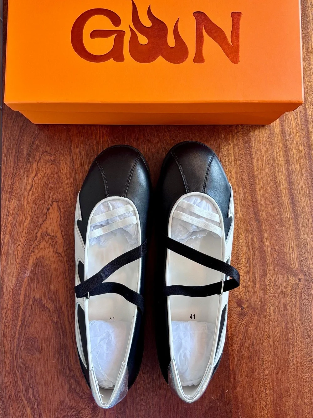 New in Box Black & White Slip-On Ballet Sneakers - Sneakerina